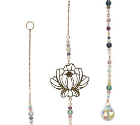 Suncatcher lotus met fluoriet kralen Suncatcher lotus met fluoriet kralen
