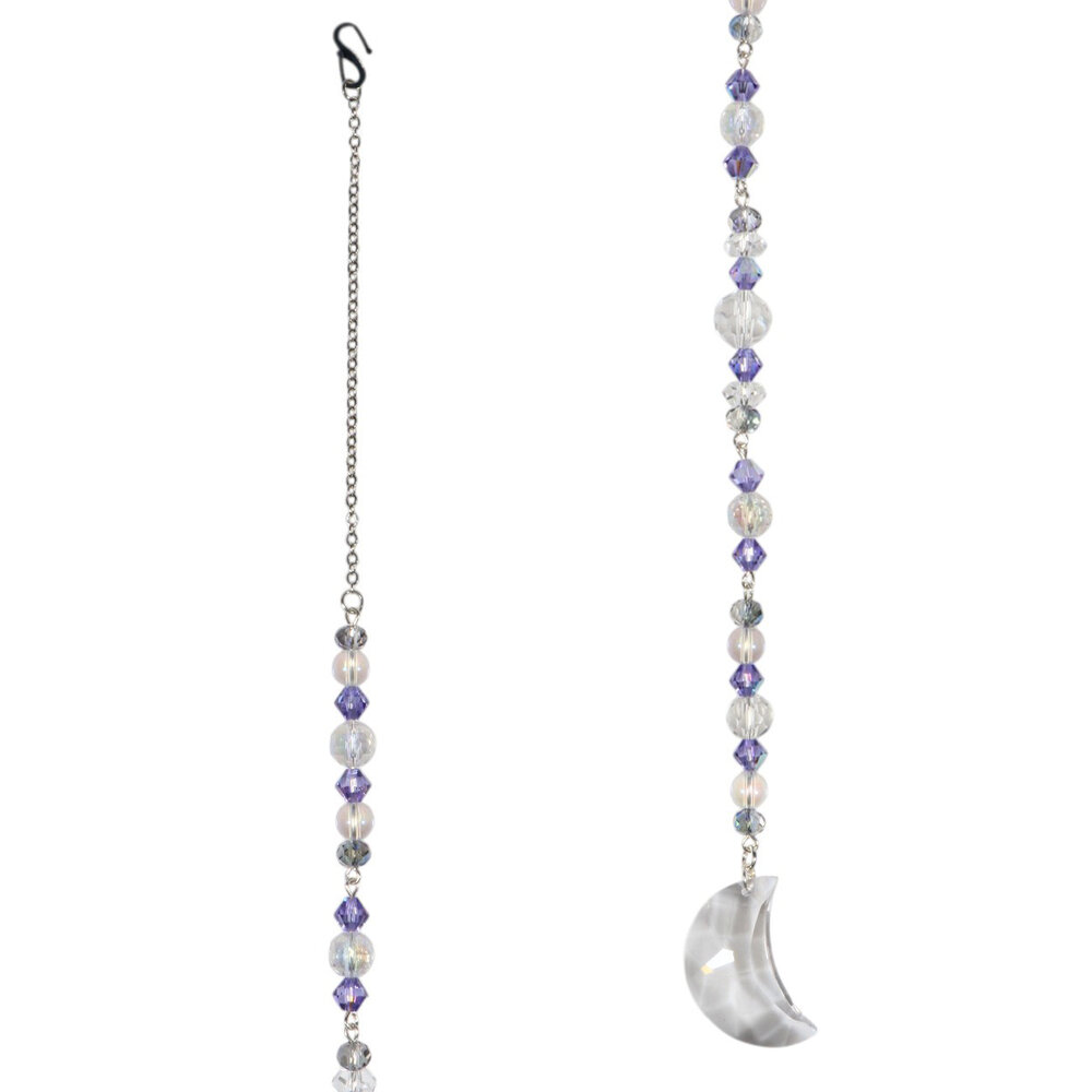 Suncatcher maan met bergkristal en Swarovski kralen