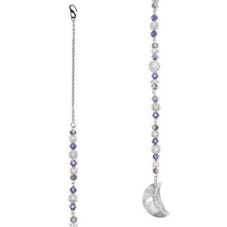 Suncatcher maan met bergkristal en Swarovski kralen