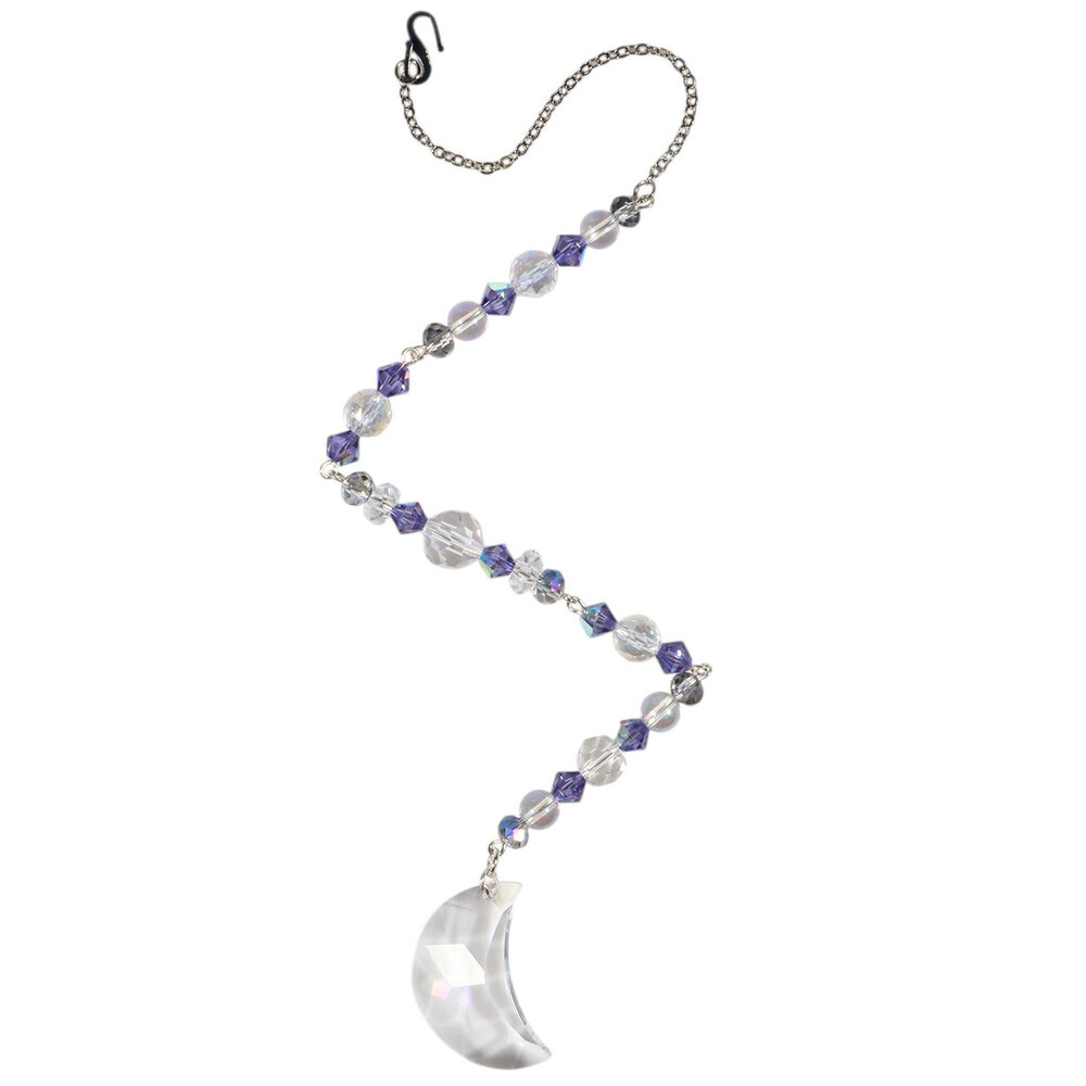Suncatcher maan met bergkristal en Swarovski kralen