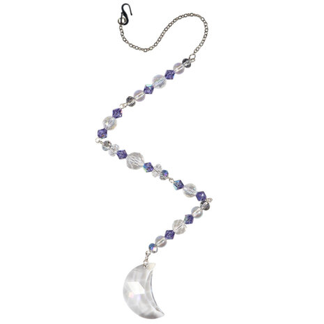 Suncatcher maan met bergkristal en Swarovski kralen