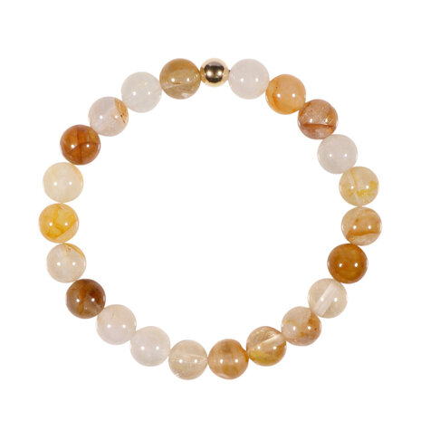 Golden healer (limonietkwarts) armband met 14k gouden kraal | 8 mm Golden healer (limonietkwarts) armband met 14k gouden kraal | 8 mm