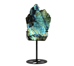 Labradoriet schijf gepolijst op standaard 17 x 11,6 x 1,7 cm | 818 gram Labradoriet schijf gepolijst op standaard 17 x 11,6 x 1,7 cm | 818 gram