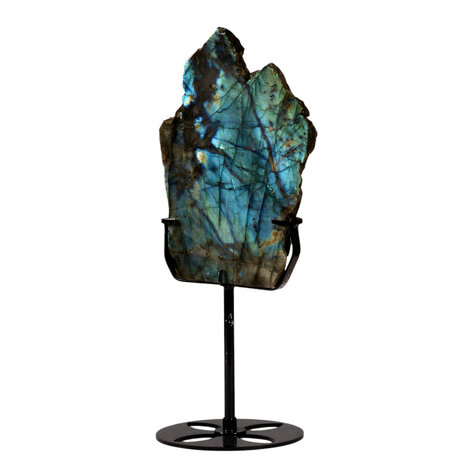 Labradoriet schijf gepolijst op standaard 17 x 11,6 x 1,7 cm | 818 gram Labradoriet schijf gepolijst op standaard 17 x 11,6 x 1,7 cm | 818 gram