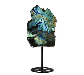 Labradoriet schijf gepolijst op standaard 17,8 x 12,3 x 2 cm | 944 gram Labradoriet schijf gepolijst op standaard 17,8 x 12,3 x 2 cm | 944 gram