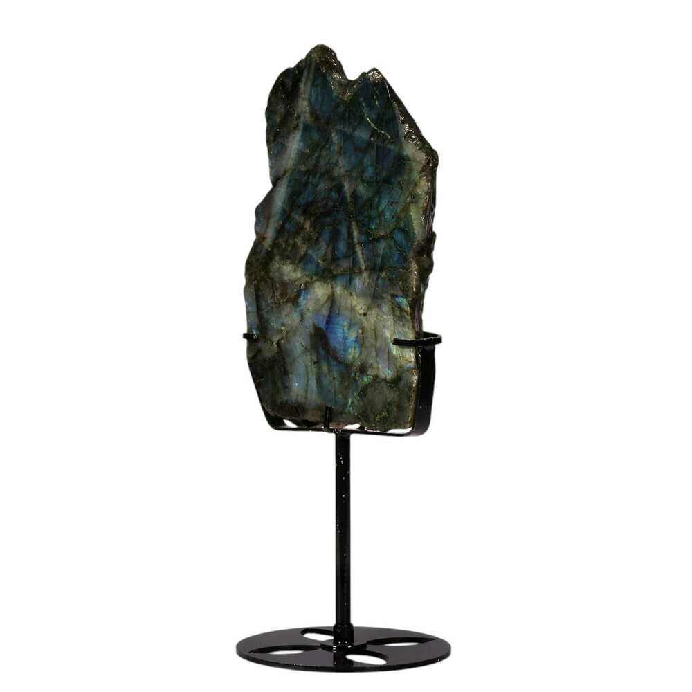 Labradoriet schijf gepolijst op standaard 17,8 x 12,3 x 2 cm | 944 gram Labradoriet schijf gepolijst op standaard 17,8 x 12,3 x 2 cm | 944 gram