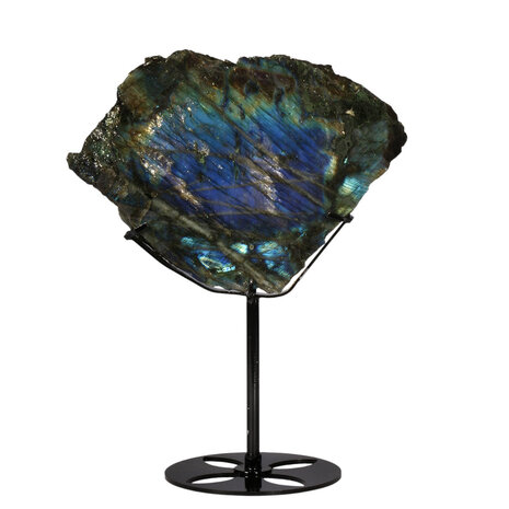 Labradoriet schijf gepolijst op standaard 13,4 x 19 x 2,1 cm | 986 gram Labradoriet schijf gepolijst op standaard 13,4 x 19 x 2,1 cm | 986 gram