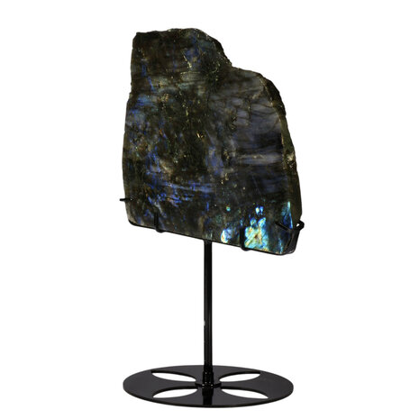 Labradoriet schijf gepolijst op standaard 17 x 20,3 x 1,7 cm | 1453 gram Labradoriet schijf gepolijst op standaard 17 x 20,3 x 1,7 cm | 1453 gram