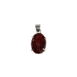 Zilveren hanger granaat ruw | ovaal gezet 1,5 x 1 cm Zilveren hanger granaat ruw | ovaal gezet 1,5 x 1 cm