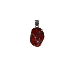 Zilveren hanger granaat ruw | ovaal gezet 1,7 x 1,2 cm