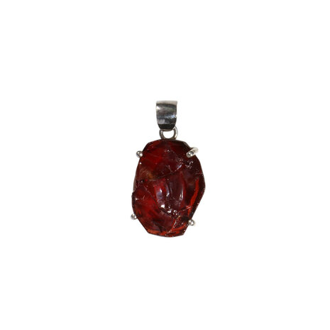 Zilveren hanger granaat ruw | ovaal gezet 1,7 x 1,2 cm