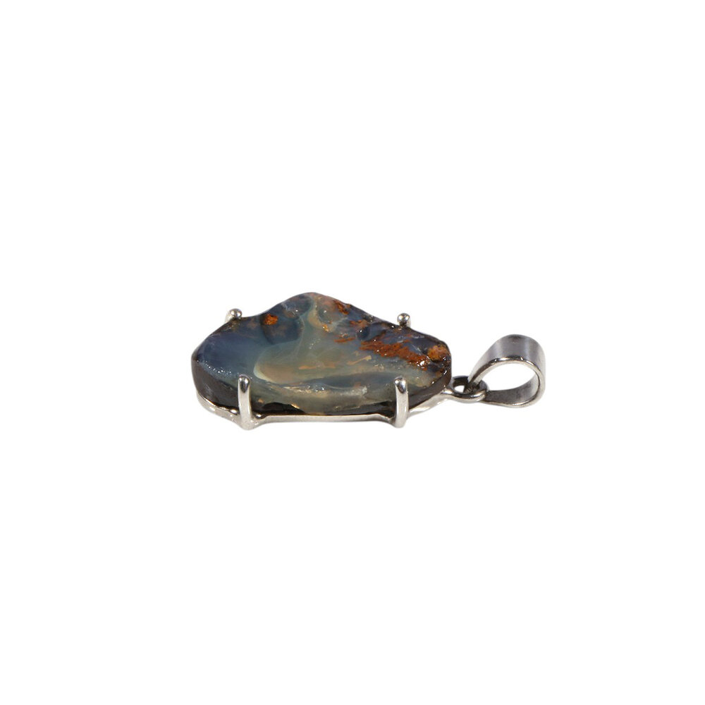 Zilveren hanger opaal (boulder) | ovaal gezet 2,1 x 1,4 cm Zilveren hanger opaal (boulder) | ovaal gezet 2,1 x 1,4 cm