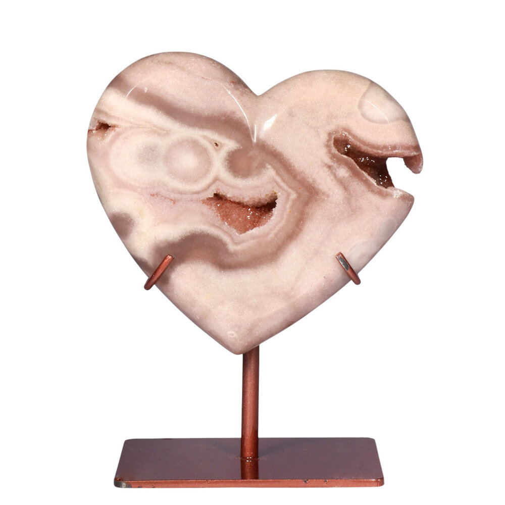Amethist (roze) A-kwaliteit hart op standaard 11,1 x 12,7 x 3,2 cm | 670 gram