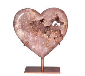 Amethist (roze) A-kwaliteit hart op standaard 14,3 x 15,2 x 4 cm | 1163 gram