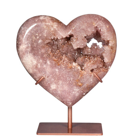 Amethist (roze) A-kwaliteit hart op standaard 14,3 x 15,2 x 4 cm | 1163 gram