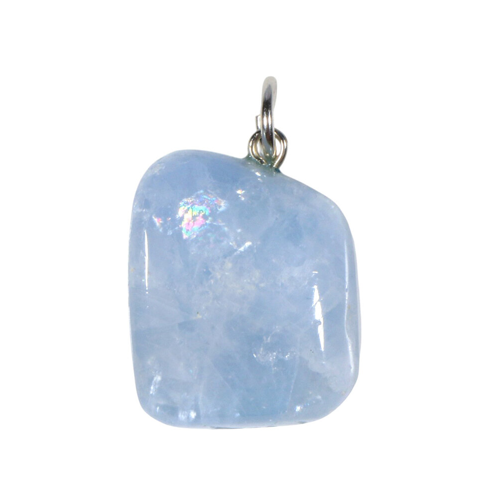 Calciet (blauw) hanger getrommeld Calciet (blauw) hanger getrommeld