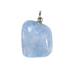 Calciet (blauw) hanger getrommeld Calciet (blauw) hanger getrommeld