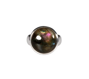 Zilveren ring labradoriet maat 17 1/2 | rond 1,5 cm Zilveren ring labradoriet maat 17 1/2 | rond 1,5 cm