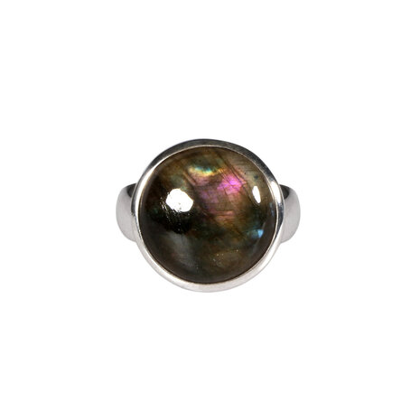 Zilveren ring labradoriet maat 17 1/2 | rond 1,5 cm Zilveren ring labradoriet maat 17 1/2 | rond 1,5 cm