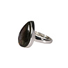 Zilveren ring labradoriet (verstelbaar) maat 18 | druppel 1,8 x 1,1 cm