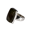 Zilveren ring labradoriet maat 19 1/2 | rechthoek 2,3 x 1,5 cm
