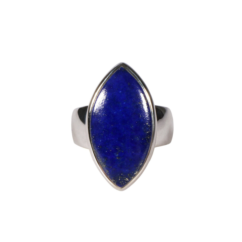 Zilveren ring lapis lazuli maat 17 1/2 | markies 2,3 x 1,2 cm