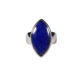 Zilveren ring lapis lazuli maat 17 1/2 | markies 2,3 x 1,2 cm