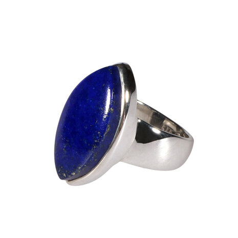 Zilveren ring lapis lazuli maat 17 1/2 | markies 2,3 x 1,2 cm