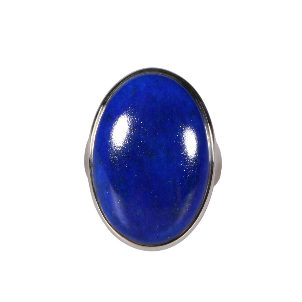 Zilveren ring lapis lazuli maat 18 1/2 | ovaal 2,7 x 1,8 cm Zilveren ring lapis lazuli maat 18 1/2 | ovaal 2,7 x 1,8 cm