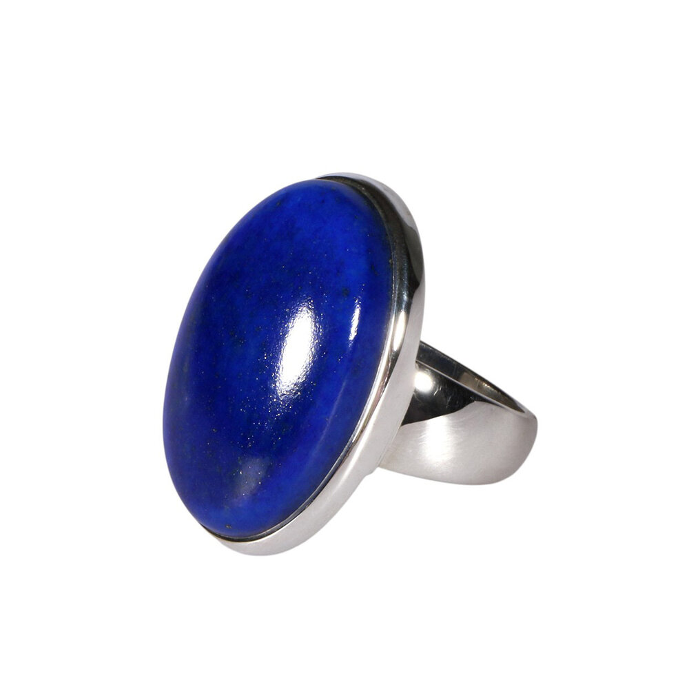 Zilveren ring lapis lazuli maat 18 1/2 | ovaal 2,7 x 1,8 cm Zilveren ring lapis lazuli maat 18 1/2 | ovaal 2,7 x 1,8 cm
