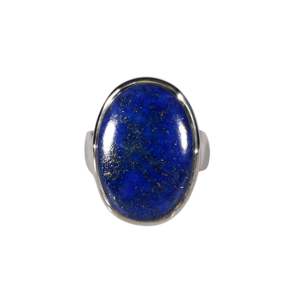 Zilveren ring lapis lazuli maat 17 1/2 | ovaal 2,2 x 1,5 cm