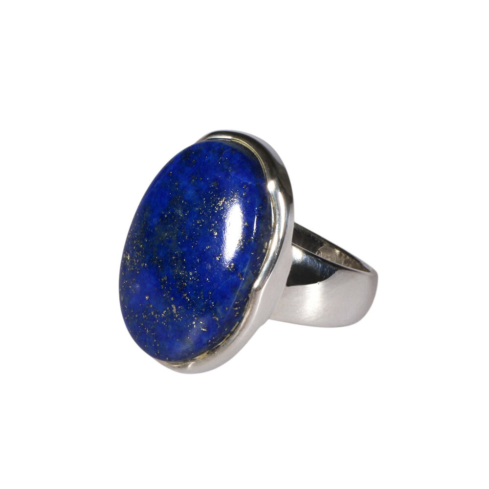 Zilveren ring lapis lazuli maat 17 1/2 | ovaal 2,2 x 1,5 cm