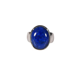 Zilveren ring lapis lazuli maat 16 1/2 | ovaal 1,5 x 1,3 cm Zilveren ring lapis lazuli maat 16 1/2 | ovaal 1,5 x 1,3 cm