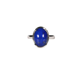 Zilveren ring lapis lazuli maat 18 | ovaal 1,3 x 1 cm