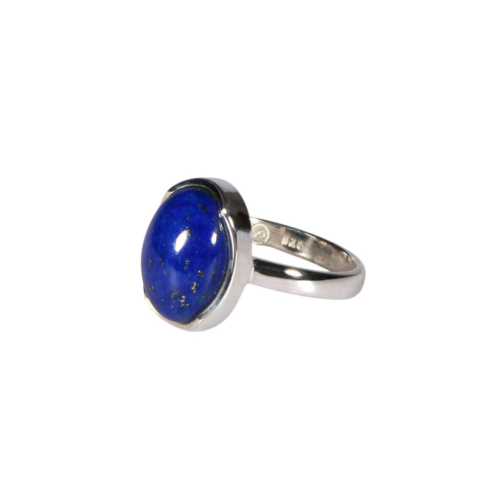 Zilveren ring lapis lazuli maat 18 | ovaal 1,3 x 1 cm