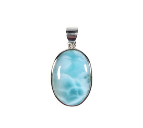 Zilveren hanger larimar | ovaal 2,4 x 1,6 cm Zilveren hanger larimar | ovaal 2,4 x 1,6 cm