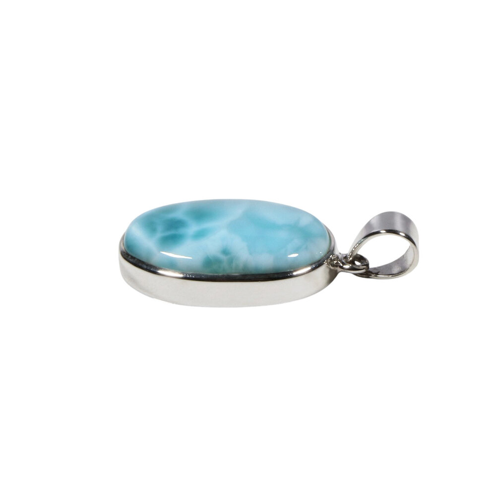 Zilveren hanger larimar | ovaal 2,4 x 1,6 cm Zilveren hanger larimar | ovaal 2,4 x 1,6 cm