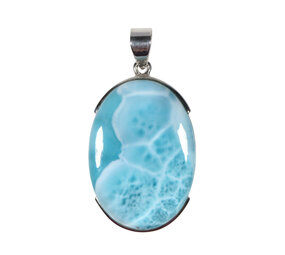 Zilveren hanger larimar | ovaal 3,6 x 2,6 cm Zilveren hanger larimar | ovaal 3,6 x 2,6 cm