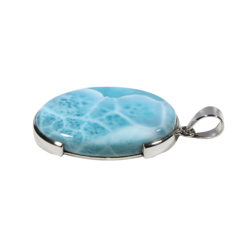 Zilveren hanger larimar | ovaal 3,6 x 2,6 cm Zilveren hanger larimar | ovaal 3,6 x 2,6 cm