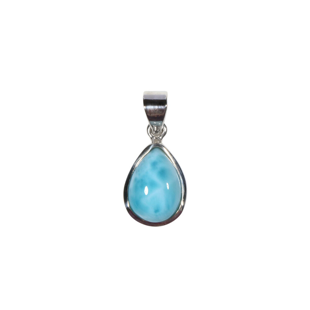 Zilveren hanger larimar | druppel 1,4 x 1 cm Zilveren hanger larimar | druppel 1,4 x 1 cm