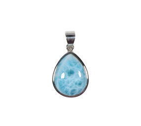 Zilveren hanger larimar | druppel 2 x 1,5 cm