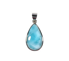 Zilveren hanger larimar | druppel 2,5 x 1,5 cm