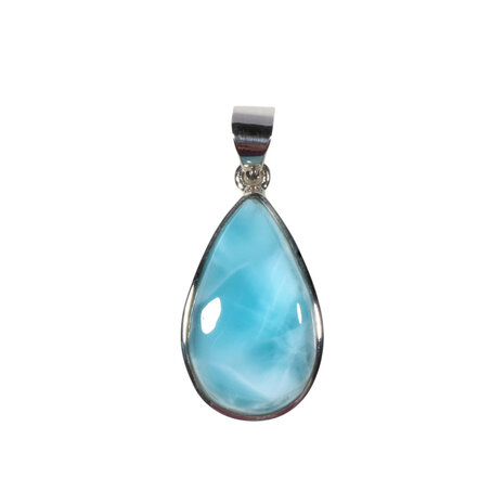 Zilveren hanger larimar | druppel 2,5 x 1,5 cm