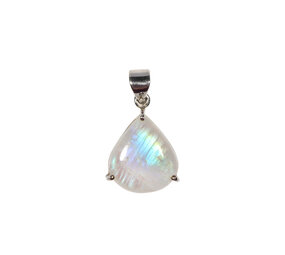 Zilveren hanger maansteen (regenboog) | druppel gezet 1,8 x 1,7 cm