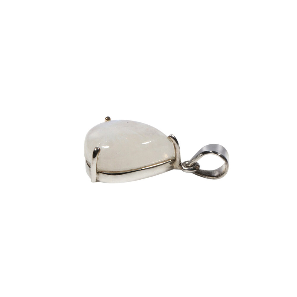 Zilveren hanger maansteen (regenboog) | druppel gezet 1,8 x 1,7 cm