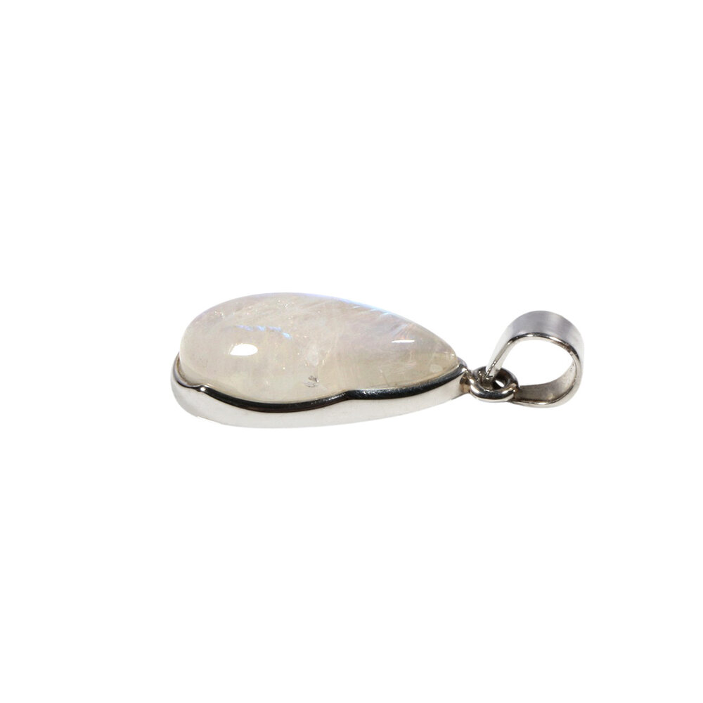 Zilveren hanger maansteen (regenboog) | druppel 2,3 x 1,1 cm