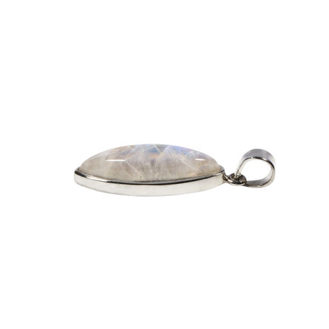 Zilveren hanger maansteen (regenboog) | markies 2,6 x 0,8 cm Zilveren hanger maansteen (regenboog) | markies 2,6 x 0,8 cm