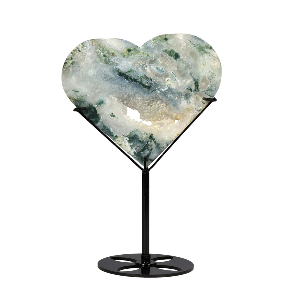 Mosagaat hart op standaard 11,3 x 13 x 1,8 cm | 282 gram Mosagaat hart op standaard 11,3 x 13 x 1,8 cm | 282 gram
