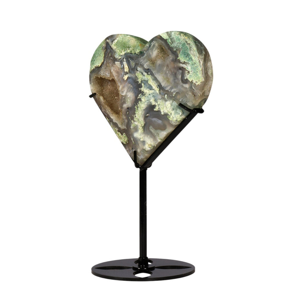 Mosagaat hart op standaard 10,4 x 12,5 x 1,8 cm | 328 gram Mosagaat hart op standaard 10,4 x 12,5 x 1,8 cm | 328 gram