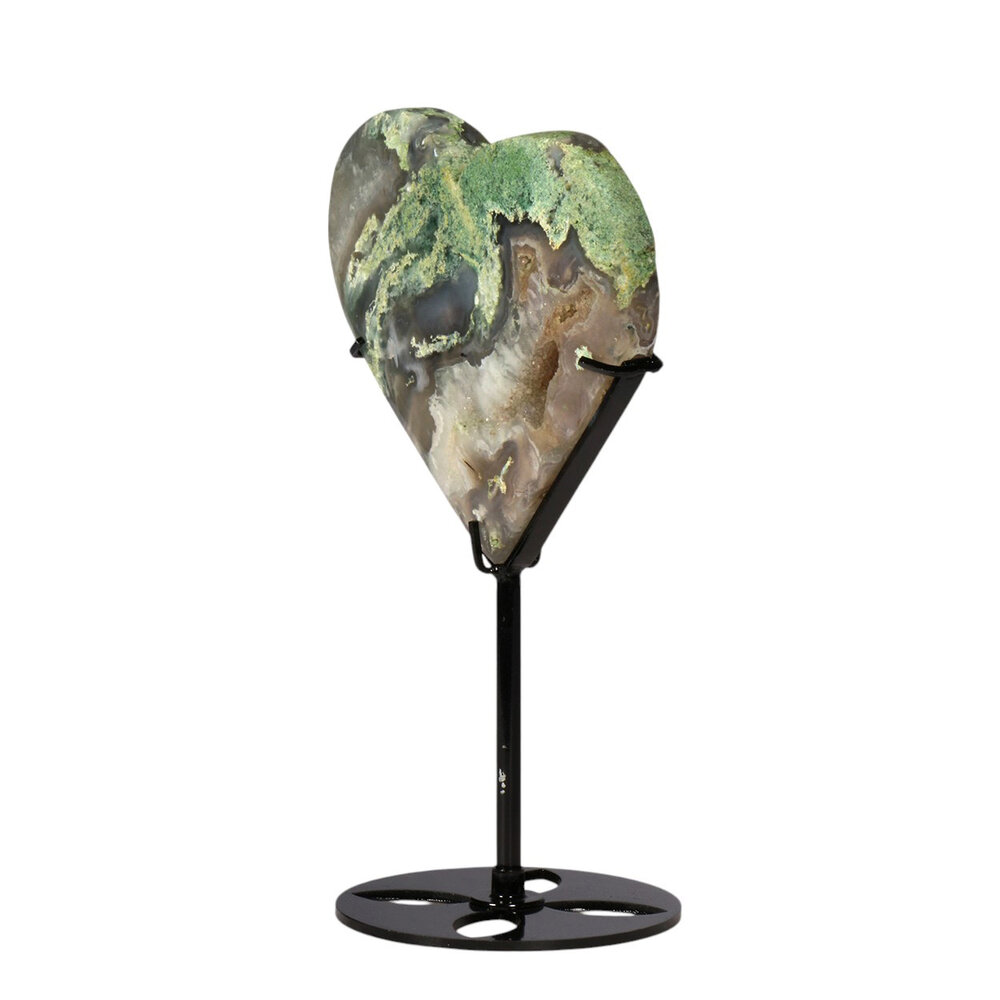 Mosagaat hart op standaard 10,4 x 12,5 x 1,8 cm | 328 gram Mosagaat hart op standaard 10,4 x 12,5 x 1,8 cm | 328 gram